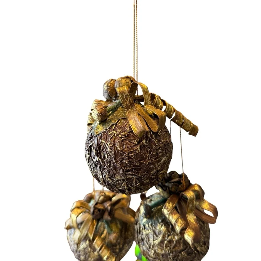 3 - Vtg Textured Metallic‎ Gold Christmas Ornaments Ball 3